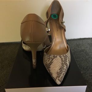 Croc Skin style high heels shoes tan/brown color